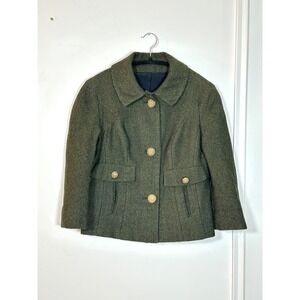 1960's Zelinka Matlick Wool blend dark green tweed cropped jacket Jackie O Small